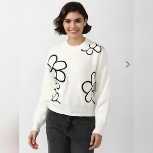 Floral Embroidered Sweater Forever 21 XS EUC